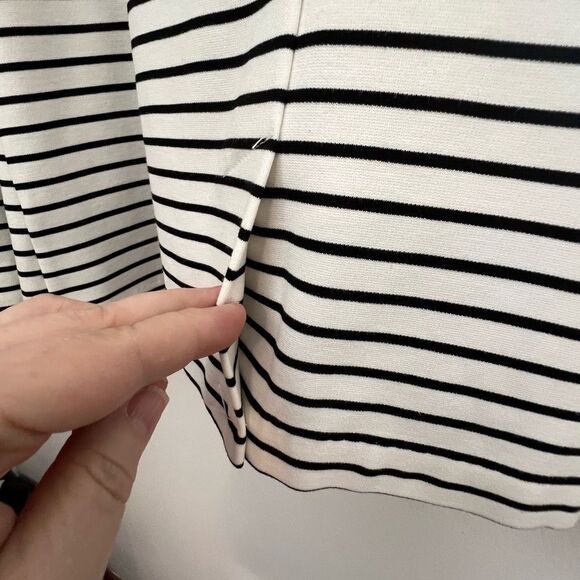 Worthington Blazer Striped Stretch Jersey Knit Sz Medium White Black Vent Career - Picture 8 of 9